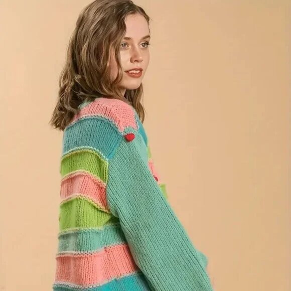 Dopamine Dotted Pom Pom Sleeve Pullover Sweater - Picture 6 of 6